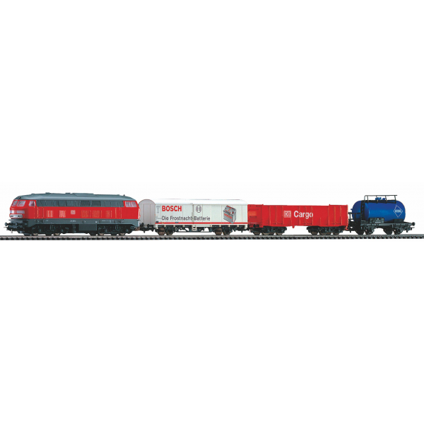 57154 H0入門套裝(BR218柴油車頭+三個車廂)，路基軌