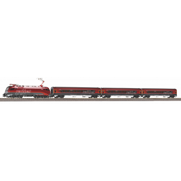 57178 H0入門套裝(Railjet 電車+三個乘客車)，路基軌