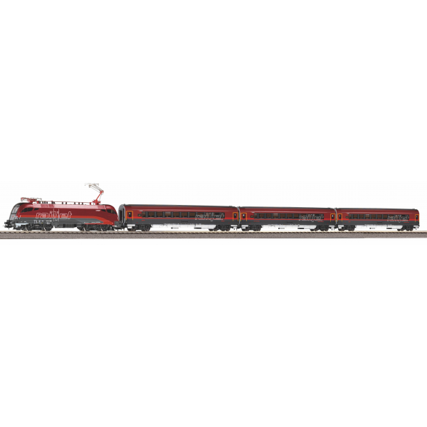 57178 H0入門套裝(Railjet 電車+三個乘客車)，路基軌